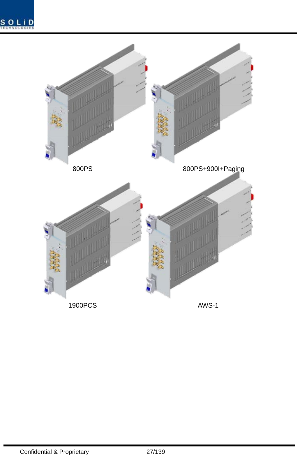  Confidential &amp; Proprietary                   27/139  800PS 800PS+900I+Paging 1900PCS AWS-1