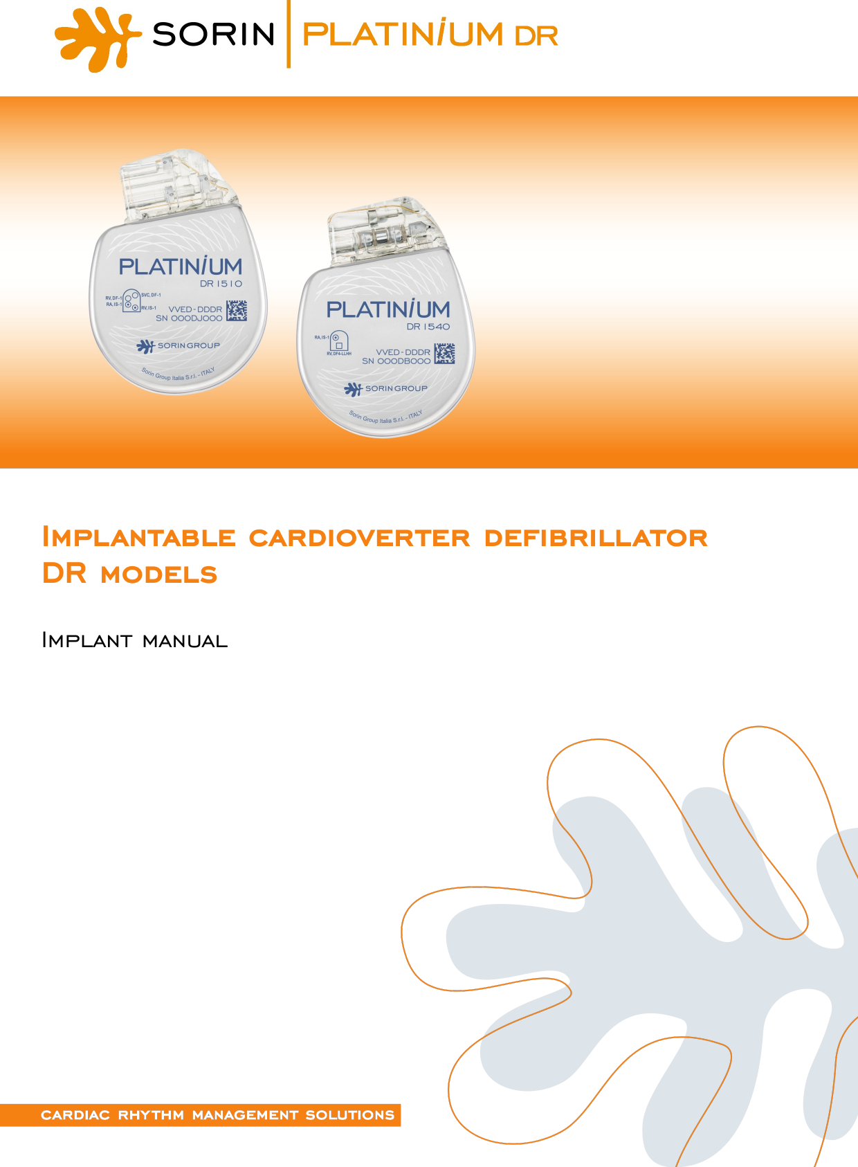 Implantable cardioverter defibrillatorDR modelsImplant manual