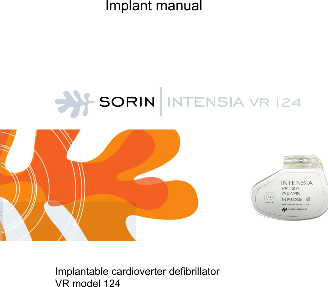 Implant manualImplantable cardioverter defibrillatorVR model 124