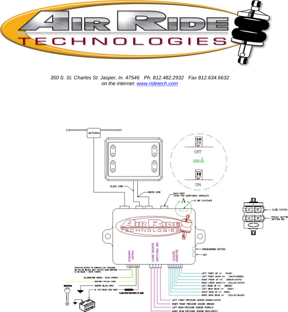   350 S. St. Charles St. Jasper, In. 47546    Ph. 812.482.2932    Fax 812.634.6632 on the internet: www.ridetech.com       