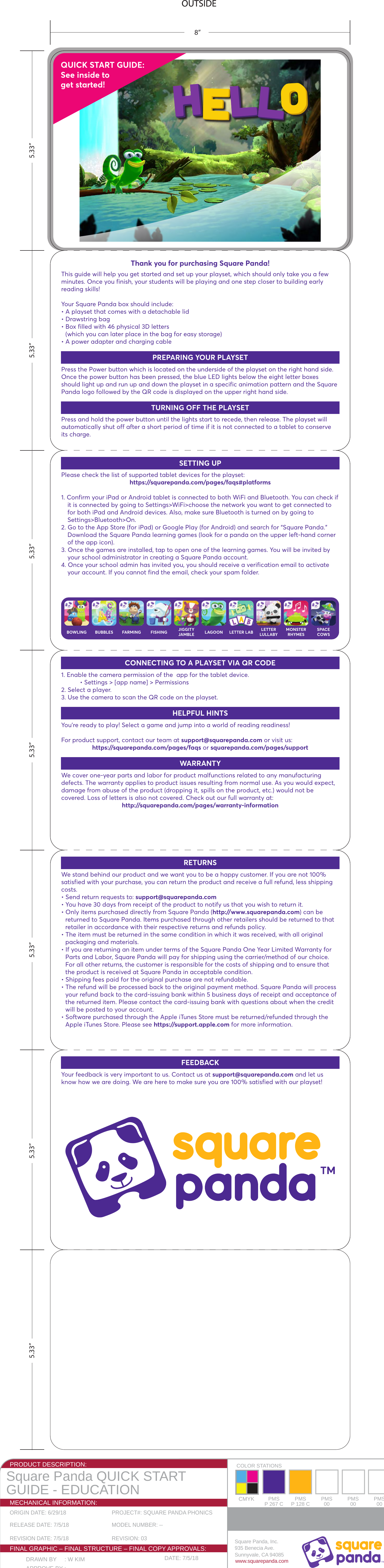 Page 1 of SQUARE PANDA SP2042R01 Learning Playset User Manual SquarePanda QSG v2 edu 06