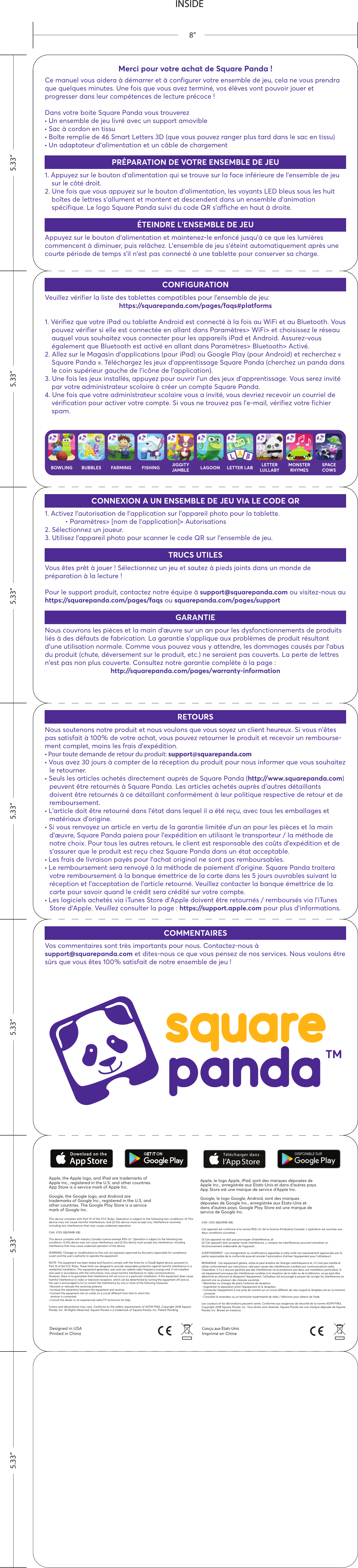 Page 2 of SQUARE PANDA SP2042R01 Learning Playset User Manual SquarePanda QSG v2 edu 06