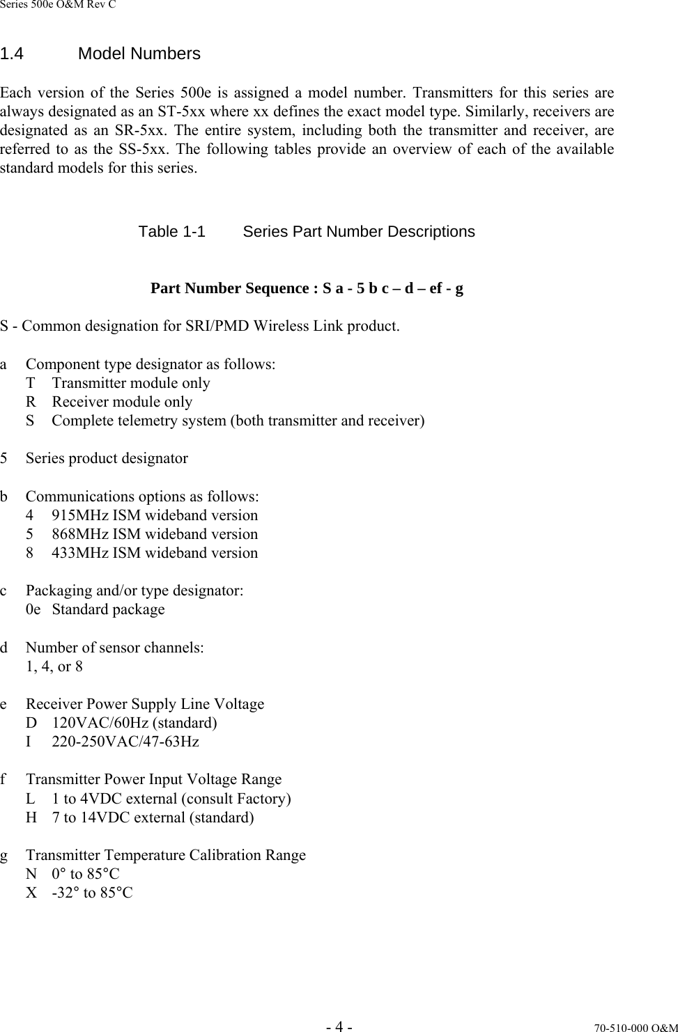 SRI PMD ST540E DIGITAL TELEMETRY RADIO User Manual 70 SS510 00 O M Rev C1