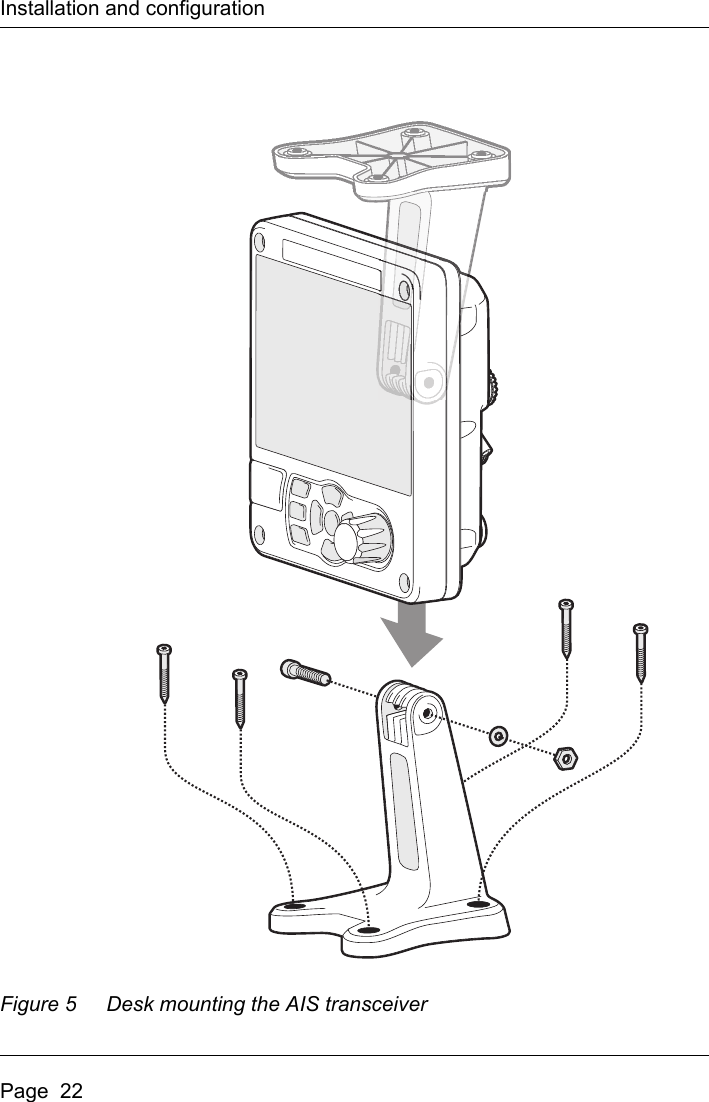 Installation and configurationPage  22Figure 5 Desk mounting the AIS transceiver