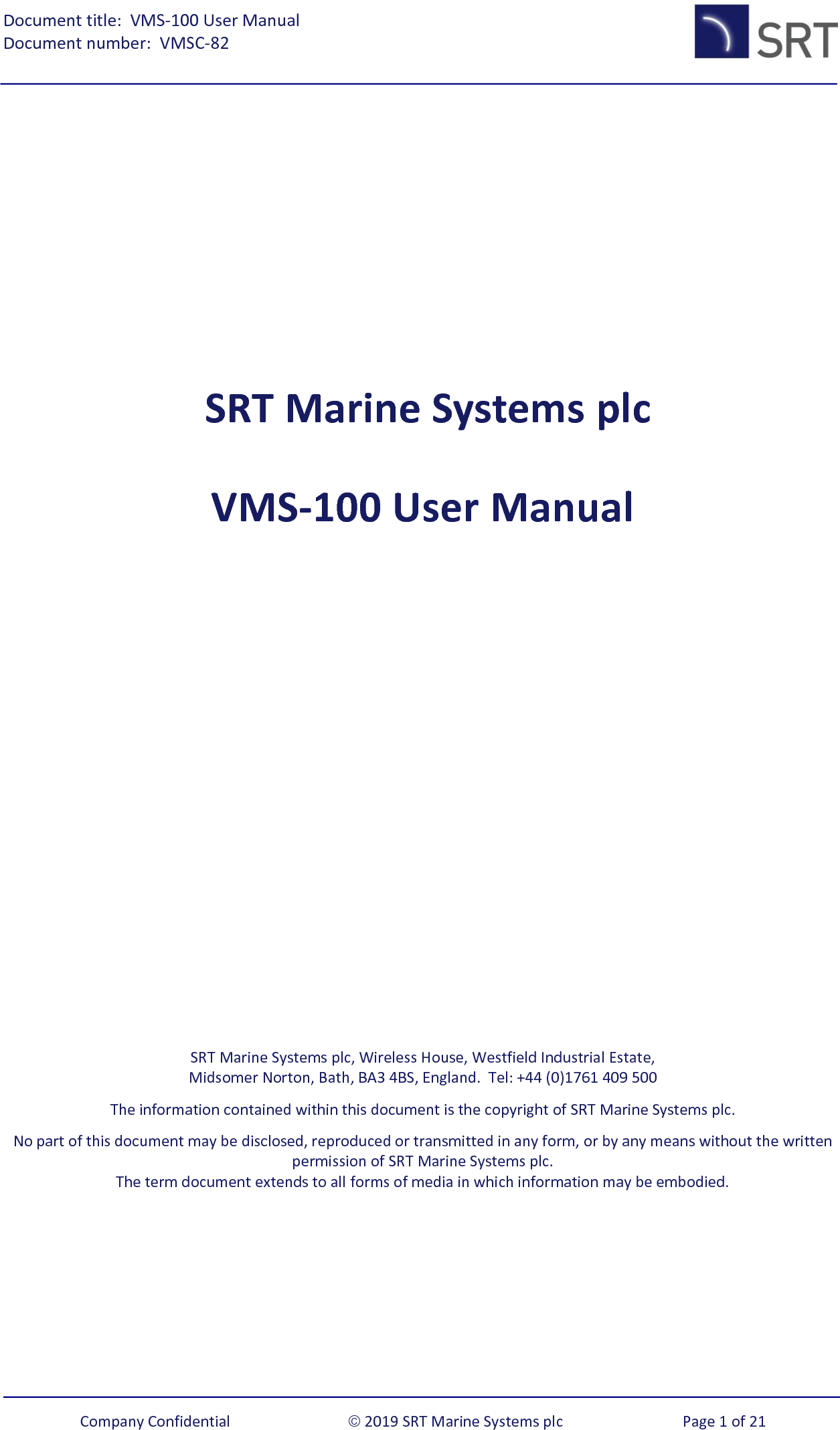 SRT Marine Systems plc 4290002 Marine Class B AIS Transceiver with WLAN User Manual