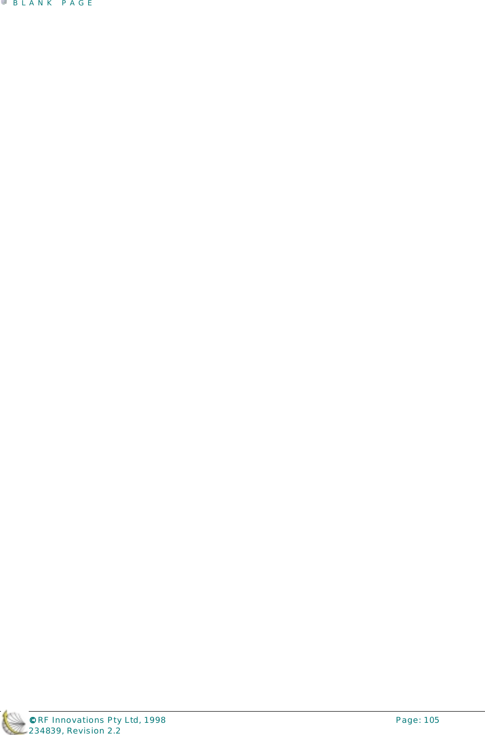 BLANK PAGE©©©© RF Innovations Pty Ltd, 1998 Page: 105234839, Revision 2.2