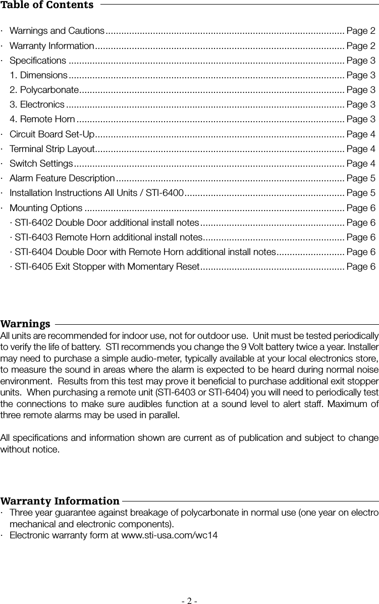 Page 2 of 8 - STI  STI-6400 Exit Stopper Installation 6400Install