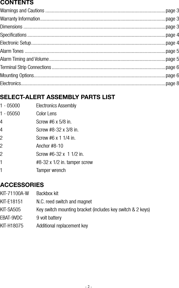 Page 2 of 8 - STI  Select-Alert Alarm Mini Controller - STI-SA5000 SA5000Install