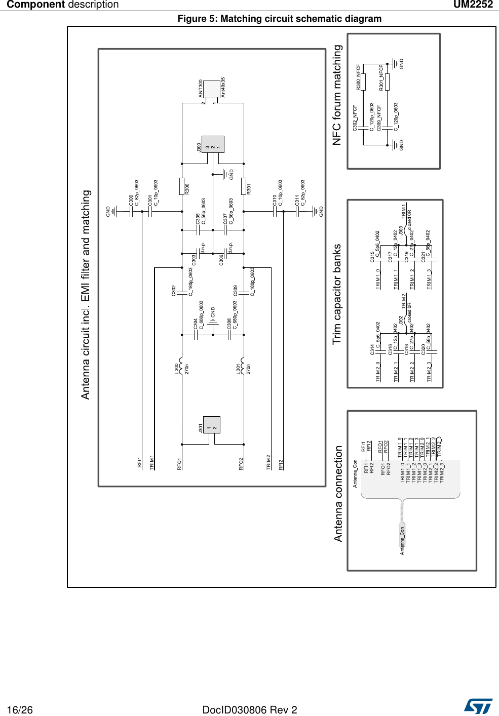 Component description UM2252  16/26 DocID030806 Rev 2   Figure 5: Matching circuit schematic diagram     