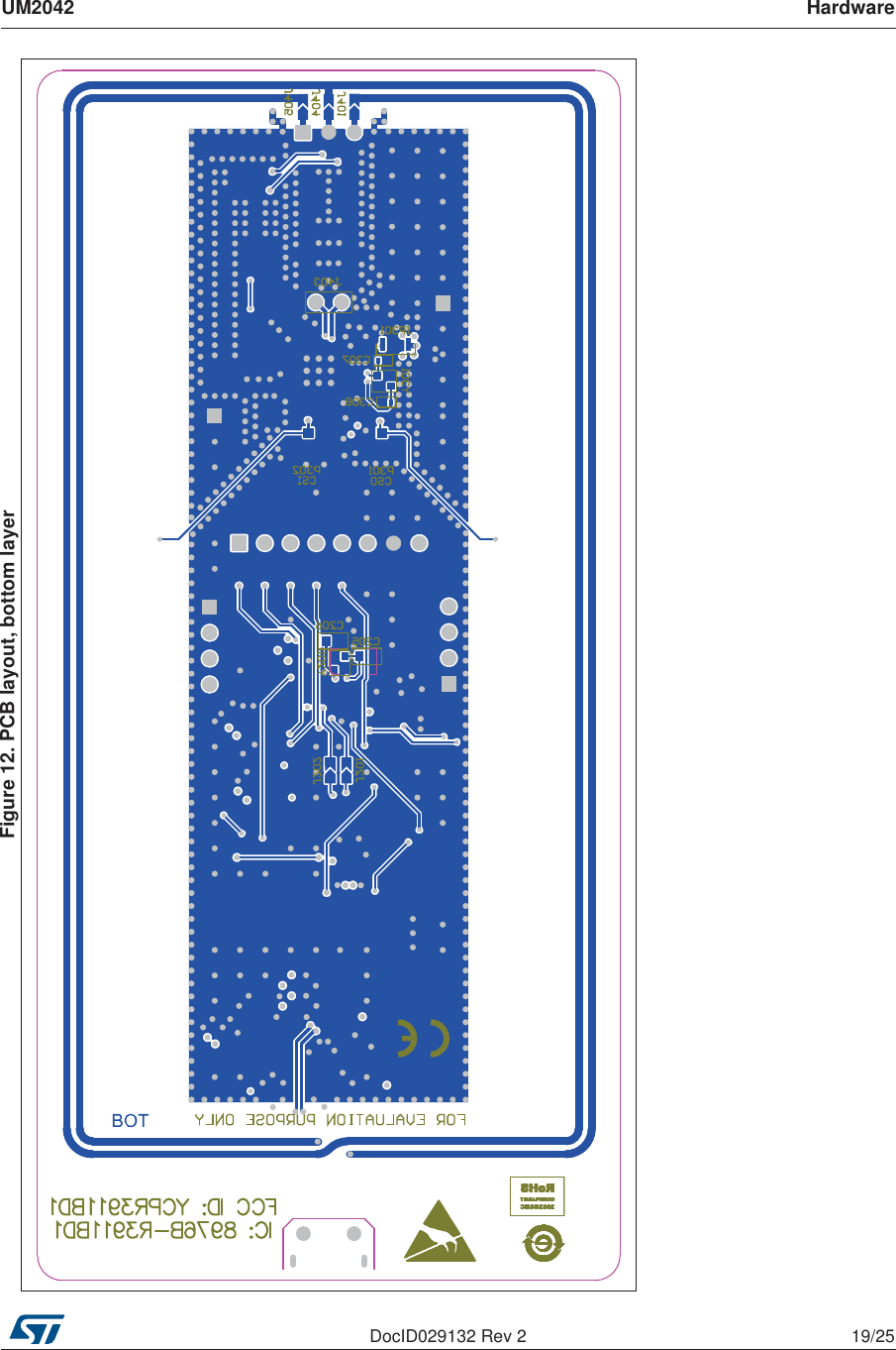 UM2042 HardwareDocID029132 Rev 2 19/25Figure 12. PCB layout, bottom layer