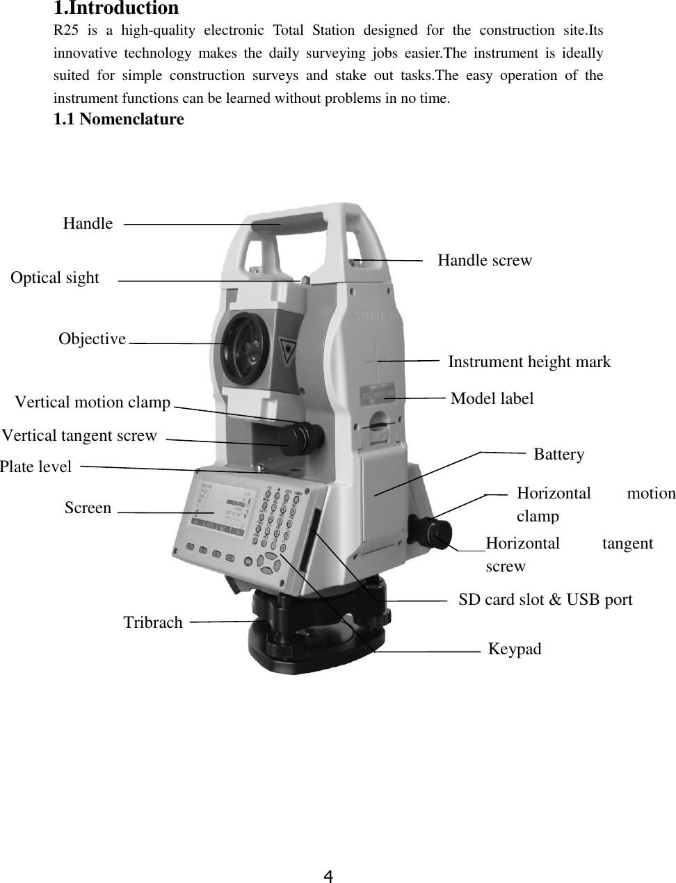 Page 10 of STONEX SRL R25 Total Station User Manual 