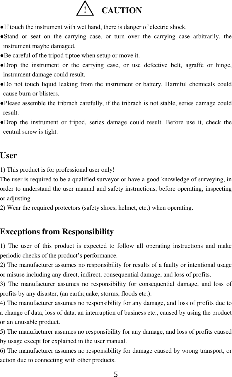 Page 5 of STONEX SRL R25 Total Station User Manual 