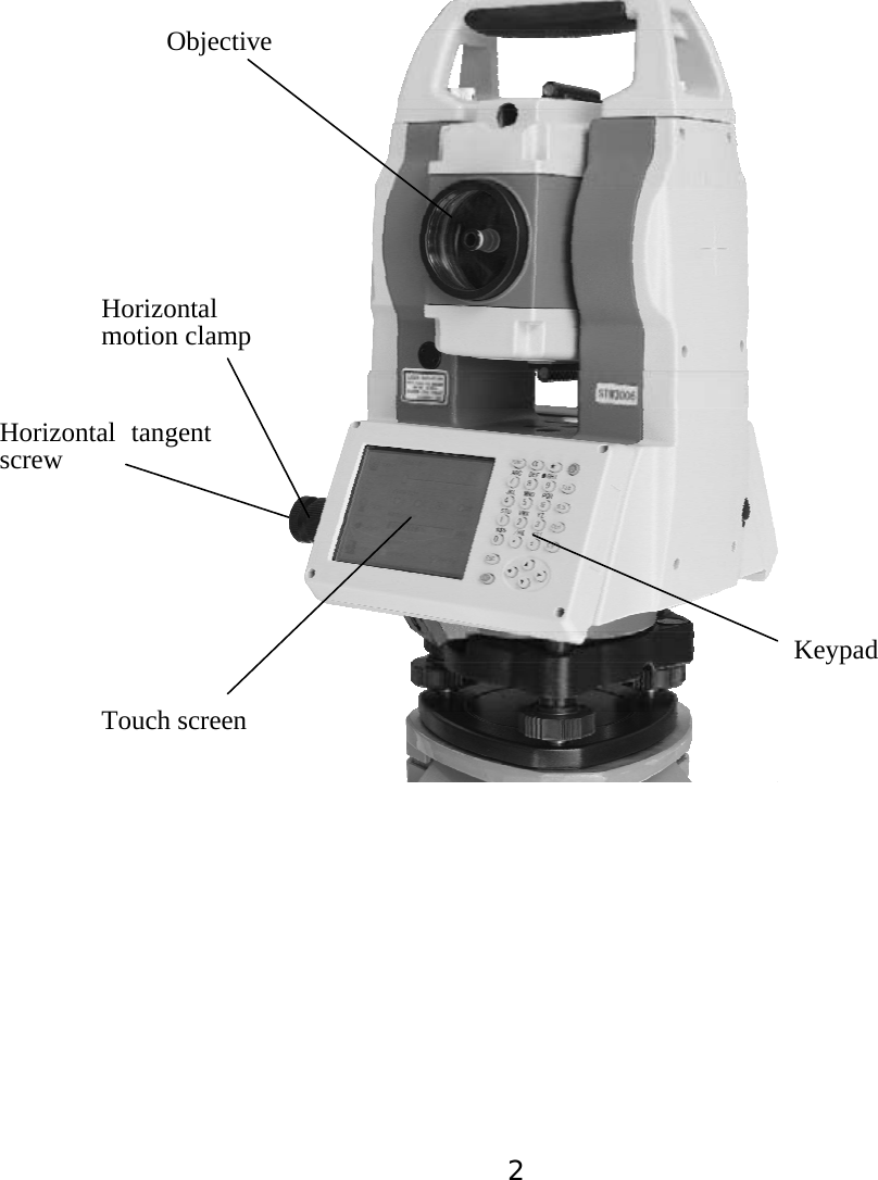 2Touch screenKeypadObjective Horizontalmotion clampHorizontal tangent screw