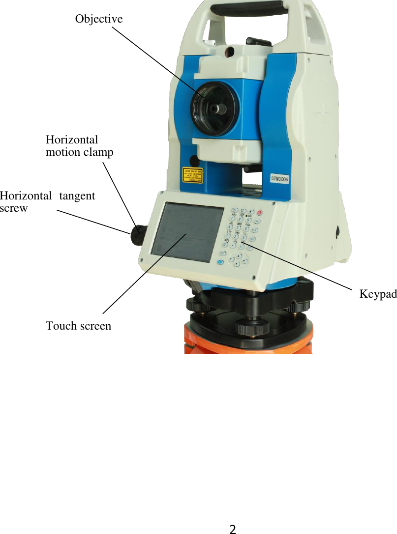 2 Touch screen Keypad Objective  Horizontal motion clamp Horizontal  tangent screw 