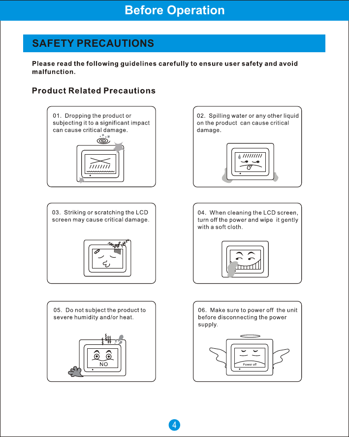 Before Operation4SAFETY PRECAUTIONS