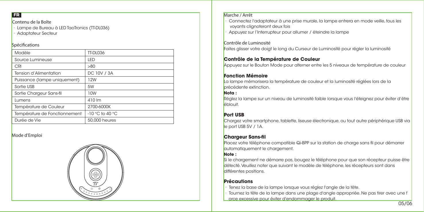 Page 6 of SUNVALLEYTEK TT-DL036 LED DESK Lamp User Manual TT DL036                    20171209 V1 6