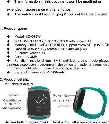 SUPERSONIC SC-64SW Smart watch User Manual