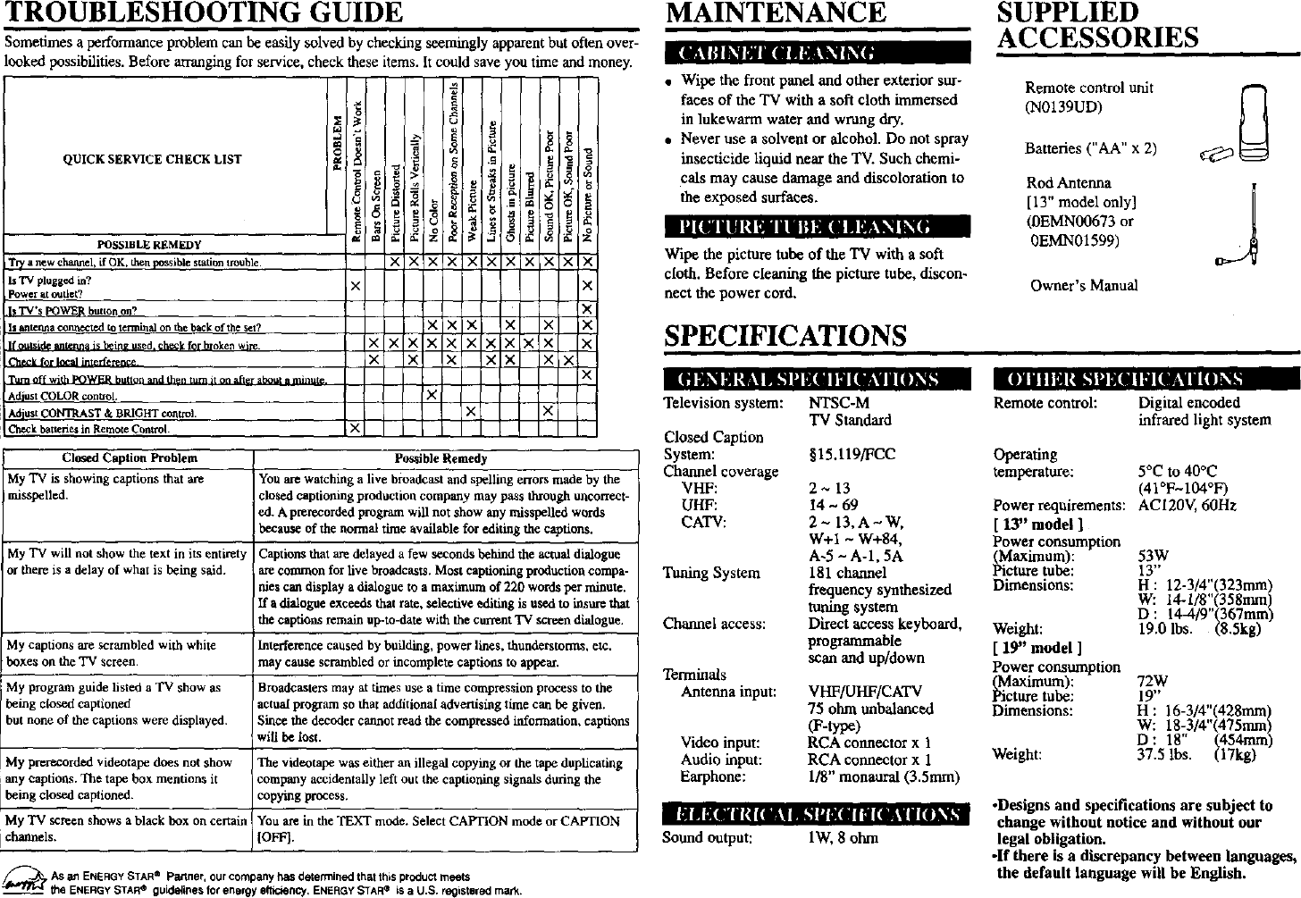 Page 8 of 9 - SYLVANIA  Direct View Digital 27 To 40 TV Manual L0207191