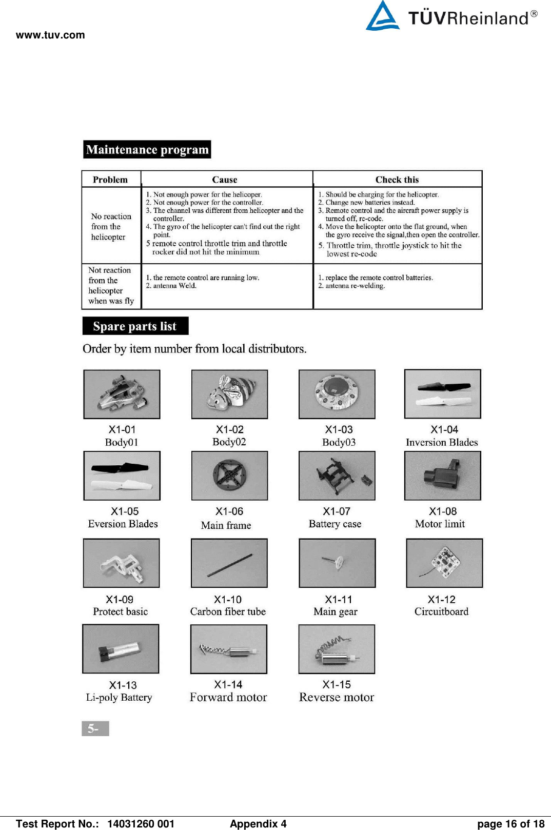 www.tuv.com   Test Report No.:  14031260 001  Appendix 4  page 16 of 18     