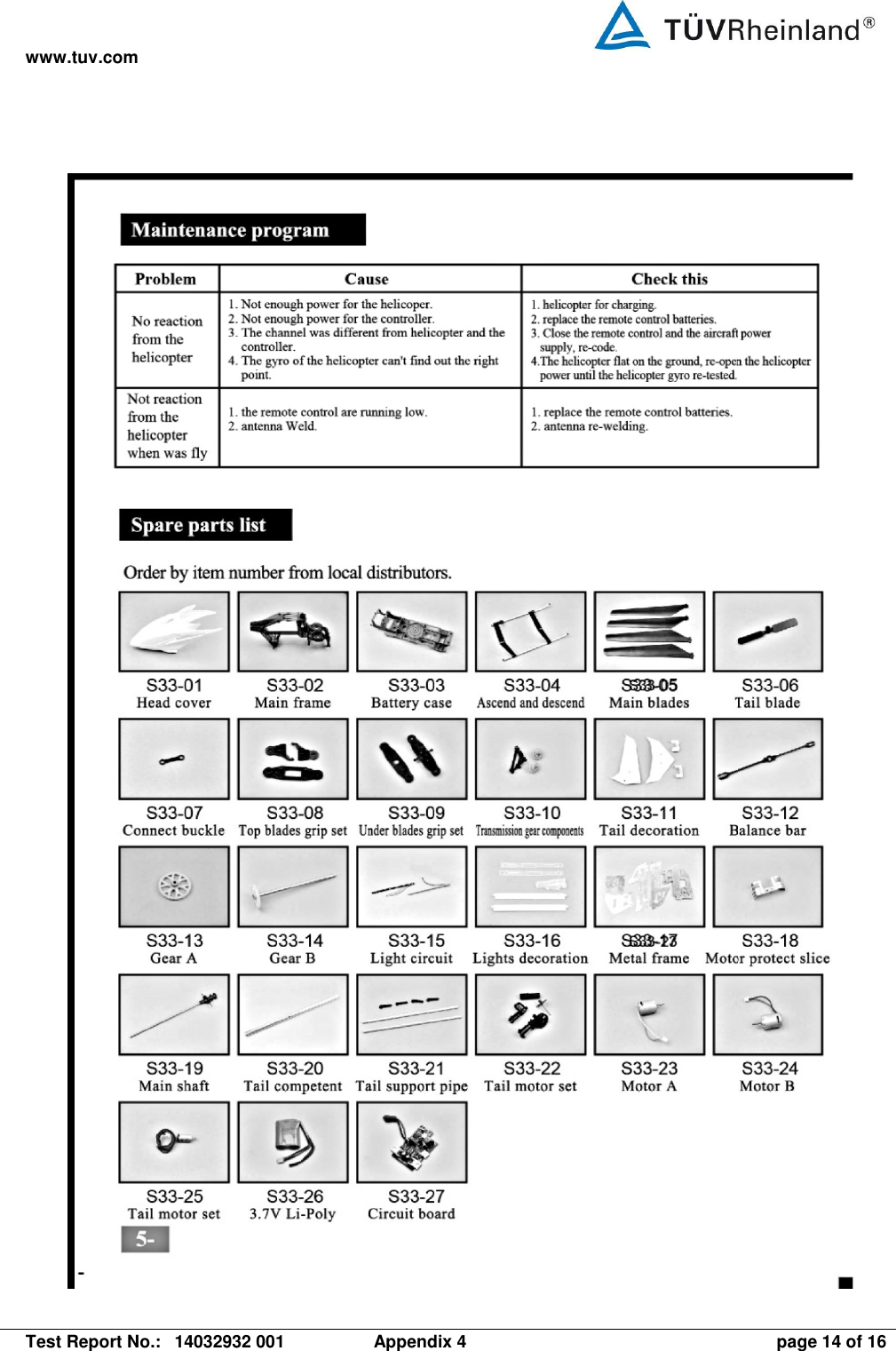 www.tuv.com   Test Report No.:  14032932 001  Appendix 4  page 14 of 16  