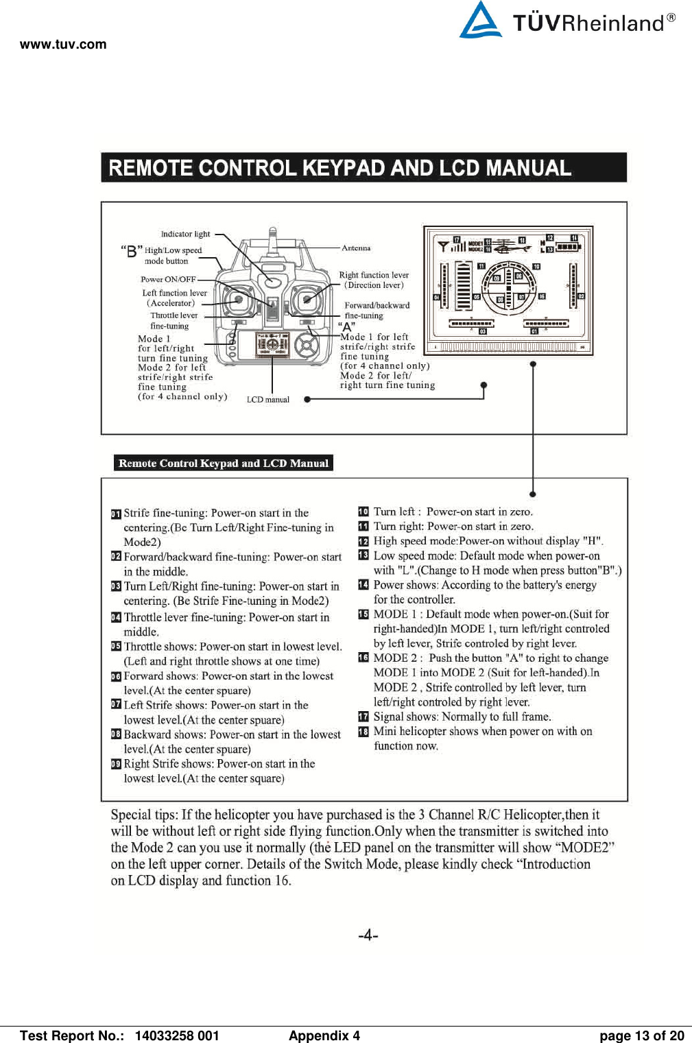 www.tuv.com   Test Report No.:  14033258 001  Appendix 4  page 13 of 20  