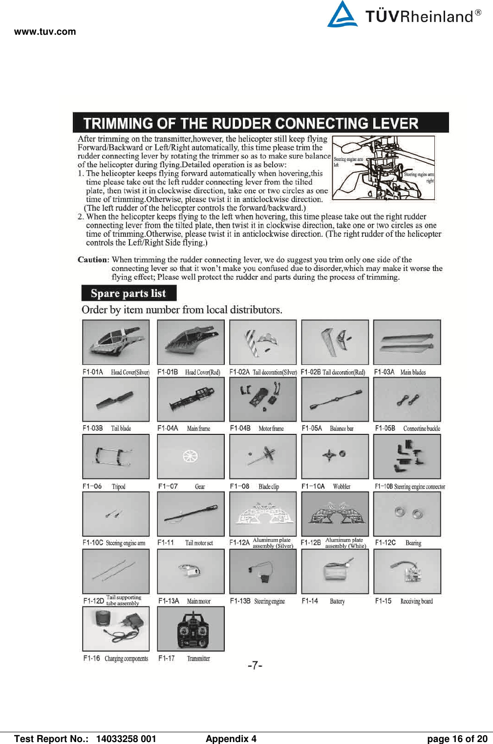 www.tuv.com   Test Report No.:  14033258 001  Appendix 4  page 16 of 20  