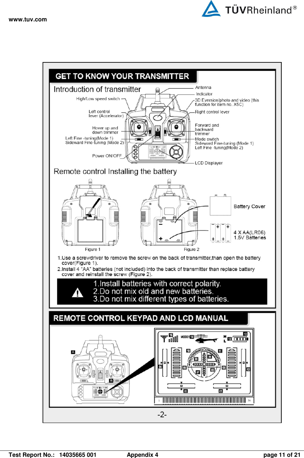 www.tuv.com   Test Report No.:  14035665 001  Appendix 4  page 11 of 21  