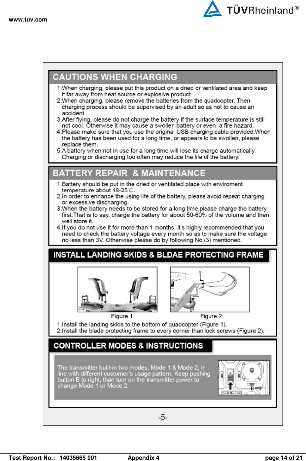 www.tuv.com   Test Report No.:  14035665 001  Appendix 4  page 14 of 21  