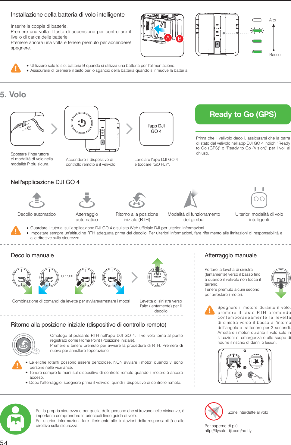 54ITInstallazione della batteria di volo intelligente*OTFSJSFMBDPQQJBEJCBUUFSJF1SFNFSFVOBWPMUBJMUBTUPEJBDDFOTJPOFQFSDPOUSPMMBSFJMMJWFMMPEJDBSJDBEFMMFCBUUFSJF1SFNFSFBODPSBVOBWPMUBFUFOFSFQSFNVUPQFSBDDFOEFSFTQFHOFSF 6UJMJ[[BSFTPMPMPTMPUCBUUFSJB#RVBOEPTJVUJMJ[[BVOBCBUUFSJBQFSMhBMJNFOUB[JPOF &quot;TTJDVSBSTJEJQSFNFSFJMUBTUPQFSMPTHBODJPEFMMBCBUUFSJBRVBOEPTJSJNVPWFMBCBUUFSJB&quot;#Nell&apos;applicazione DJI GO 4 (VBSEBSFJMUVUPSJBMTVMMhBQQMJDB[JPOF%+*(0PTVMTJUP8FCVGmDJBMF%+*QFSVMUFSJPSJJOGPSNB[JPOJ *NQPTUBSFTFNQSFVOhBMUJUVEJOF35)BEFHVBUBQSJNBEFMEFDPMMP1FSVMUFSJPSJJOGPSNB[JPOJGBSFSJGFSJNFOUPBMMFMJNJUB[JPOJEJSFTQPOTBCJMJUËFBMMFEJSFUUJWFTVMMBTJDVSF[[B.PEBMJUËEJGVO[JPOBNFOUPdel gimbal6MUFSJPSJNPEBMJUËEJWPMPintelligentiDecollo automatico 3JUPSOPBMMBQPTJ[JPOFJOJ[JBMF35)Atterraggio automatico5. Volo4QPTUBSFMhJOUFSSVUUPSFEJNPEBMJUËEJWPMPOFMMBNPEBMJUË1QJáTJDVSB &quot;DDFOEFSFJMEJTQPTJUJWPEJDPOUSPMMPSFNPUPFJMWFMJWPMP-BODJBSFMhBQQ%+*(0FUPDDBSFý(0&apos;-:ýReady to Go (GPS)1SJNBDIFJMWFMJWPMPEFDPMMJBTTJDVSBSTJDIFMBCBSSBEJTUBUPEFMWFMJWPMPOFMMhBQQ%+*(0JOEJDIJý3FBEZUP(P(14ýPý3FBEZUP(P7JTJPOýQFSJWPMJBMDIJVTP#BTTPAltoDecollo manuale Atterraggio manuale1PSUBSFMBMFWFUUBEJTJOJTUSBMFOUBNFOUFWFSTPJMCBTTPmOPBRVBOEPJMWFMJWPMPOPOUPDDBJMUFSSFOPTenere premuto alcuni secondi QFSBSSFTUBSFJNPUPSJ$PNCJOB[JPOFEJDPNBOEJEBMFWFUUFQFSBWWJBSFBSSFTUBSFJNPUPSJ -FWFUUBEJTJOJTUSBWFSTPMhBMUPMFOUBNFOUFQFSJMdecollo01163&amp;Ritorno alla posizione iniziale (dispositivo di controllo remoto)0NPMPHPBMQVMTBOUF35)OFMMhBQQ%+*(0*MWFMJWPMPUPSOBBMQVOUPSFHJTUSBUPDPNF)PNF1PJOU1PTJ[JPOFJOJ[JBMF1SFNFSFFUFOFSFQSFNVUPQFSBWWJBSFMBQSPDFEVSBEJ35)1SFNFSFEJOVPWPQFSBOOVMMBSFMhPQFSB[JPOF -FFMJDIFSPUBOUJQPTTPOPFTTFSFQFSJDPMPTF/0/BWWJBSFJNPUPSJRVBOEPWJTPOPQFSTPOFOFMMFWJDJOBO[F 5FOFSFTFNQSFMFNBOJTVMEJTQPTJUJWPEJDPOUSPMMPSFNPUPRVBOEPJMNPUPSFÒBODPSBBDDFTP %PQPMhBUUFSSBHHJPTQFHOFSFQSJNBJMWFMJWPMPRVJOEJJMEJTQPTJUJWPEJDPOUSPMMPSFNPUP4QFHOFSFJMNPUPSFEVSBOUFJMWPMPQSFNFSFJMUBTUP35)QSFNFOEPDPOUFNQPSBOFBNFOUFMBMFWFUUBEJTJOJTUSBWFSTPJMCBTTPBMMhJOUFSOPEFMMhBOHPMPFUSBUUFOFSFQFSTFDPOEJ&quot;SSFTUBSFJNPUPSJEVSBOUFJMWPMPTPMPJOTJUVB[JPOJEJFNFSHFO[BFBMMPTDPQPEJSJEVSSFJMSJTDIJPEJEBOOJPMFTJPOJ1FSTBQFSOFEJQJáIUUQnZTBGFEKJDPNOPnZ1FSMBQSPQSJBTJDVSF[[BFQFSRVFMMBEFMMFQFSTPOFDIFTJUSPWBOPOFMMFWJDJOBO[FÒJNQPSUBOUFDPNQSFOEFSFMFQSJODJQBMJMJOFFHVJEBEJWPMP1FSVMUFSJPSJJOGPSNB[JPOJGBSFSJGFSJNFOUPBMMFMJNJUB[JPOJEFMMBSFTQPOTBCJMJUËFBMMFEJSFUUJWFTVMMBTJDVSF[[B;POFJOUFSEFUUFBMWPMPl&apos;app DJI GO 4