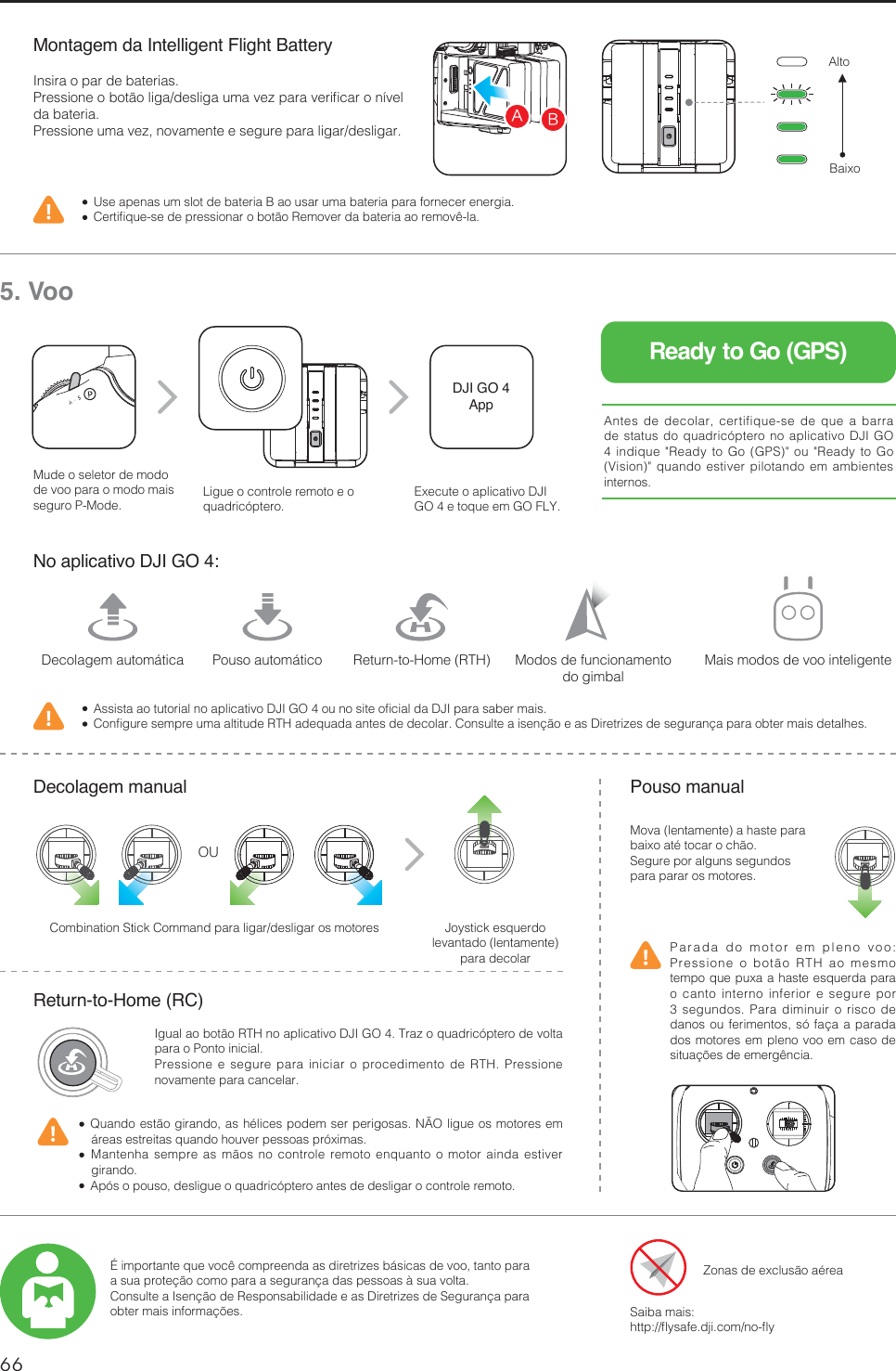 66PTMontagem da Intelligent Flight Battery*OTJSBPQBSEFCBUFSJBT1SFTTJPOFPCPUÍPMJHBEFTMJHBVNBWF[QBSBWFSJmDBSPOÓWFMEBCBUFSJB1SFTTJPOFVNBWF[OPWBNFOUFFTFHVSFQBSBMJHBSEFTMJHBS 6TFBQFOBTVNTMPUEFCBUFSJB#BPVTBSVNBCBUFSJBQBSBGPSOFDFSFOFSHJB $FSUJmRVFTFEFQSFTTJPOBSPCPUÍP3FNPWFSEBCBUFSJBBPSFNPWÐMB&quot;#No aplicativo DJI GO 4: &quot;TTJTUBBPUVUPSJBMOPBQMJDBUJWP%+*(0PVOPTJUFPmDJBMEB%+*QBSBTBCFSNBJT$POmHVSFTFNQSFVNBBMUJUVEF35)BEFRVBEBBOUFTEFEFDPMBS$POTVMUFBJTFOÎÍPFBT%JSFUSJ[FTEFTFHVSBOÎBQBSBPCUFSNBJTEFUBMIFTModos de funcionamento do gimbal.BJTNPEPTEFWPPJOUFMJHFOUFDecolagem automática 3FUVSOUP)PNF35)1PVTPBVUPNÈUJDP5. VooMude o seletor de modo EFWPPQBSBPNPEPNBJTTFHVSP1.PEF -JHVFPDPOUSPMFSFNPUPFPRVBESJDØQUFSP&amp;YFDVUFPBQMJDBUJWP%+*(0FUPRVFFN(0&apos;-:Ready to Go (GPS)&quot;OUFTEFEFDPMBSDFSUJGJRVFTFEFRVFBCBSSBEFTUBUVTEPRVBESJDØQUFSPOPBQMJDBUJWP%+*(0JOEJRVFý3FBEZUP(P(14ýPVý3FBEZUP(P7JTJPOýRVBOEPFTUJWFSQJMPUBOEPFNBNCJFOUFTJOUFSOPT#BJYPAltoDecolagem manual Pouso manual.PWBMFOUBNFOUFBIBTUFQBSBCBJYPBUÏUPDBSPDIÍP4FHVSFQPSBMHVOTTFHVOEPTQBSBQBSBSPTNPUPSFT$PNCJOBUJPO4UJDL$PNNBOEQBSBMJHBSEFTMJHBSPTNPUPSFT +PZTUJDLFTRVFSEPMFWBOUBEPMFOUBNFOUFpara decolar06Return-to-Home (RC)*HVBMBPCPUÍP35)OPBQMJDBUJWP%+*(05SB[PRVBESJDØQUFSPEFWPMUBQBSBP1POUPJOJDJBM1SFTTJPOFFTFHVSFQBSBJOJDJBSPQSPDFEJNFOUPEF35)1SFTTJPOFOPWBNFOUFQBSBDBODFMBS 2VBOEPFTUÍPHJSBOEPBTIÏMJDFTQPEFNTFSQFSJHPTBT/°0MJHVFPTNPUPSFTFNÈSFBTFTUSFJUBTRVBOEPIPVWFSQFTTPBTQSØYJNBT .BOUFOIBTFNQSFBTNÍPTOPDPOUSPMFSFNPUPFORVBOUPPNPUPSBJOEBFTUJWFSHJSBOEP &quot;QØTPQPVTPEFTMJHVFPRVBESJDØQUFSPBOUFTEFEFTMJHBSPDPOUSPMFSFNPUP1BSBEBEPNPUPSFNQMFOPWPP1SFTTJPOFPCPUÍP35)BPNFTNPUFNQPRVFQVYBBIBTUFFTRVFSEBQBSBo canto interno inferior e segure por TFHVOEPT1BSBEJNJOVJSPSJTDPEFEBOPTPVGFSJNFOUPTTØGBÎBBQBSBEBEPTNPUPSFTFNQMFOPWPPFNDBTPEFTJUVBÎÜFTEFFNFSHÐODJB4BJCBNBJTIUUQnZTBGFEKJDPNOPnZ²JNQPSUBOUFRVFWPDÐDPNQSFFOEBBTEJSFUSJ[FTCÈTJDBTEFWPPUBOUPQBSBBTVBQSPUFÎÍPDPNPQBSBBTFHVSBOÎBEBTQFTTPBTËTVBWPMUB$POTVMUFB*TFOÎÍPEF3FTQPOTBCJMJEBEFFBT%JSFUSJ[FTEF4FHVSBOÎBQBSBPCUFSNBJTJOGPSNBÎÜFT;POBTEFFYDMVTÍPBÏSFBDJI GO 4 App
