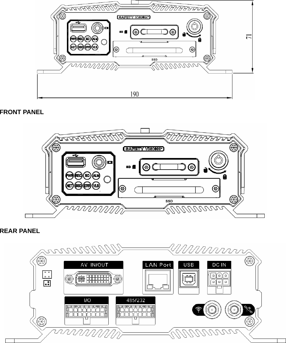     FRONT PANEL      REAR PANEL      