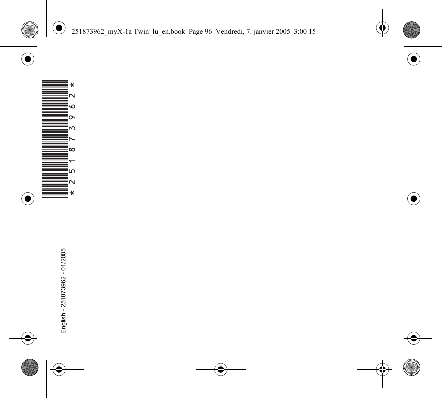 English - 251873962 - 01/2005251873962_myX-1a Twin_lu_en.book  Page 96  Vendredi, 7. janvier 2005  3:00 15