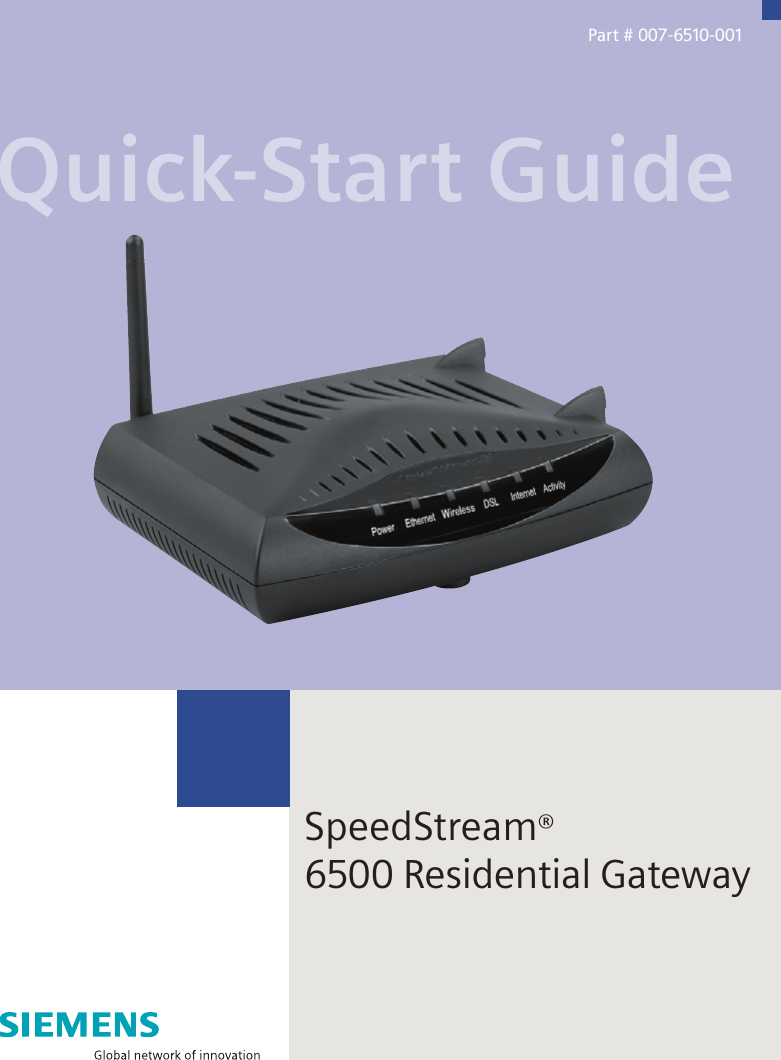 N652 Wireless DSL Modem User Manual 2e1012 Siemens6500QSG idd