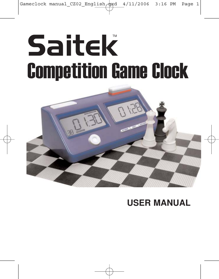 Page 1 of 12 - Saitek Saitek-Game-Clock-Users-Manual- Gameclock Manual_CZ02_English  Saitek-game-clock-users-manual