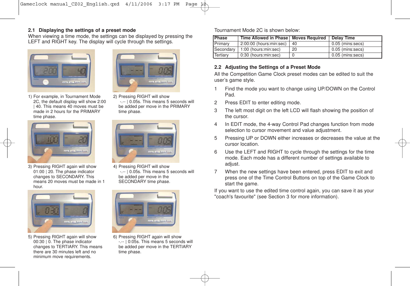 Page 7 of 12 - Saitek Saitek-Game-Clock-Users-Manual- Gameclock Manual_CZ02_English  Saitek-game-clock-users-manual