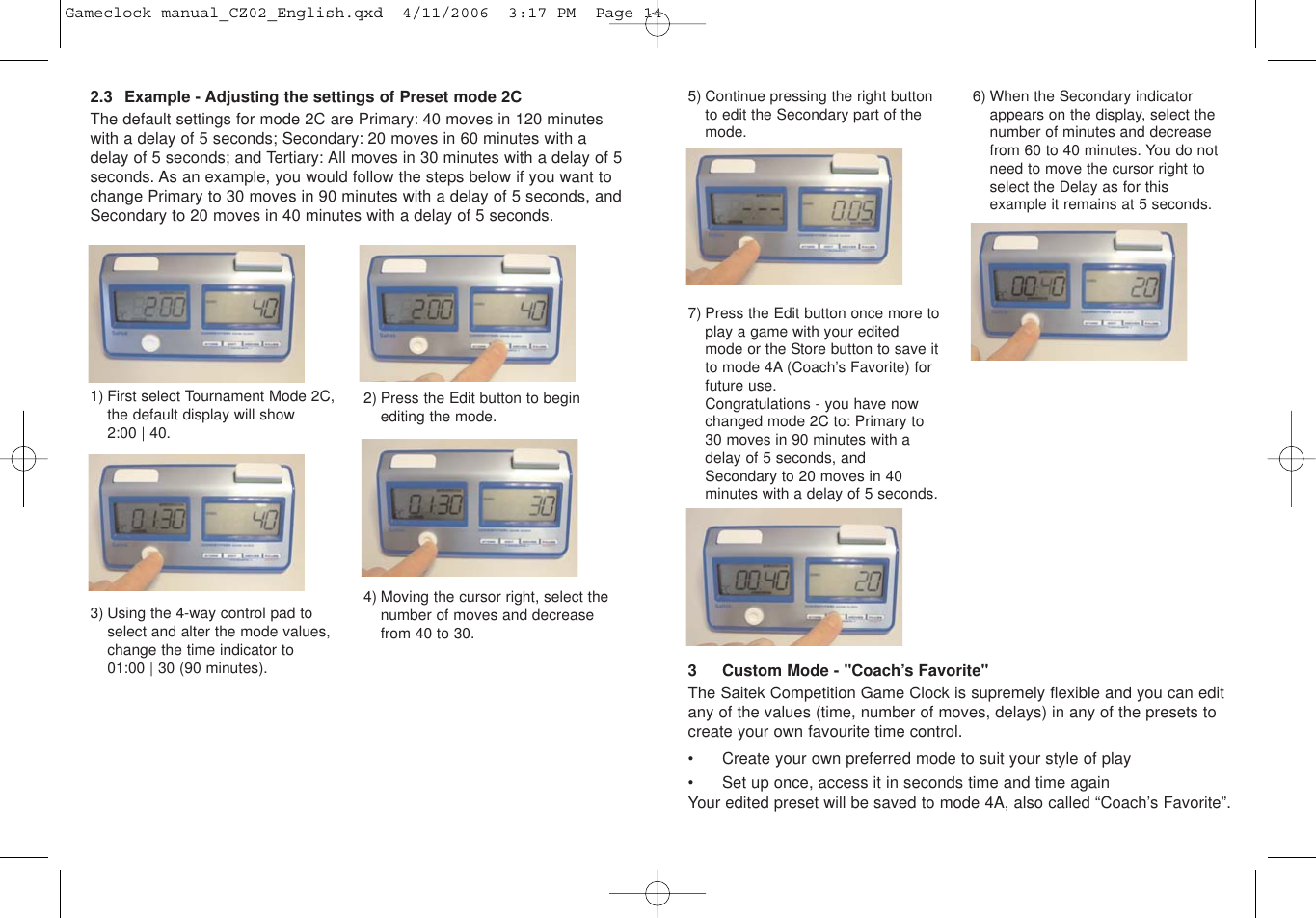 Page 8 of 12 - Saitek Saitek-Game-Clock-Users-Manual- Gameclock Manual_CZ02_English  Saitek-game-clock-users-manual