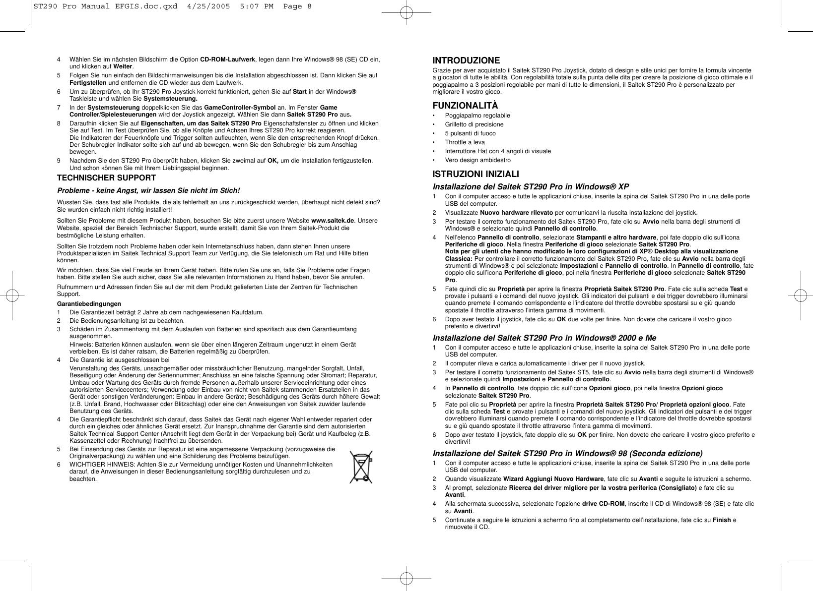 Page 5 of 8 - Saitek Saitek-St290-Users-Manual- ST290 Pro Manual EFGIS  Saitek-st290-users-manual