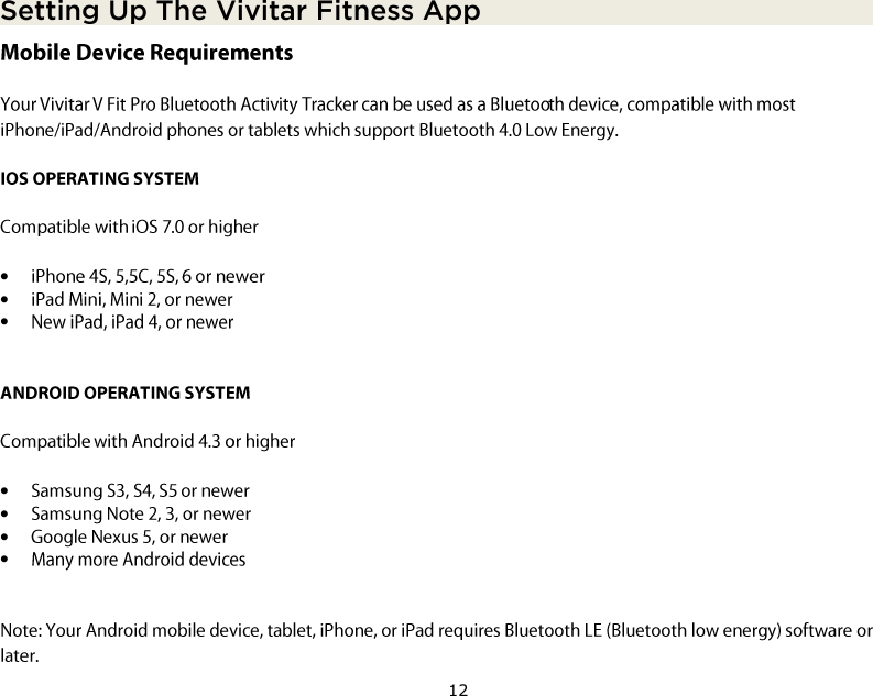12  Setting Up The Vivitar Fitness App        