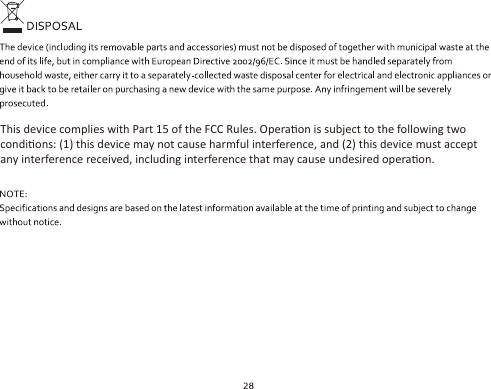 dŚŝƐĚĞǀŝĐĞĐŽŵƉůŝĞƐǁŝƚŚWĂƌƚϭϱŽĨƚŚĞ&amp;ZƵůĞƐ͘KƉĞƌĂƟŽŶŝƐƐƵďũĞĐƚƚŽƚŚĞĨŽůůŽǁŝŶŐƚǁŽĐŽŶĚŝƟŽŶƐ͗;ϭͿƚŚŝƐĚĞǀŝĐĞŵĂǇŶŽƚĐĂƵƐĞŚĂƌŵĨƵůŝŶƚĞƌĨĞƌĞŶĐĞ͕ĂŶĚ;ϮͿƚŚŝƐĚĞǀŝĐĞŵƵƐƚĂĐĐĞƉƚĂŶǇŝŶƚĞƌĨĞƌĞŶĐĞƌĞĐĞŝǀĞĚ͕ŝŶĐůƵĚŝŶŐŝŶƚĞƌĨĞƌĞŶĐĞƚŚĂƚŵĂǇĐĂƵƐĞƵŶĚĞƐŝƌĞĚŽƉĞƌĂƟŽŶ͘