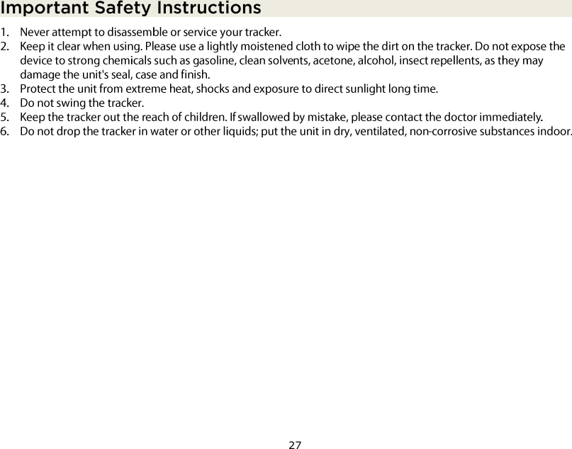27  Important Safety Instructions       