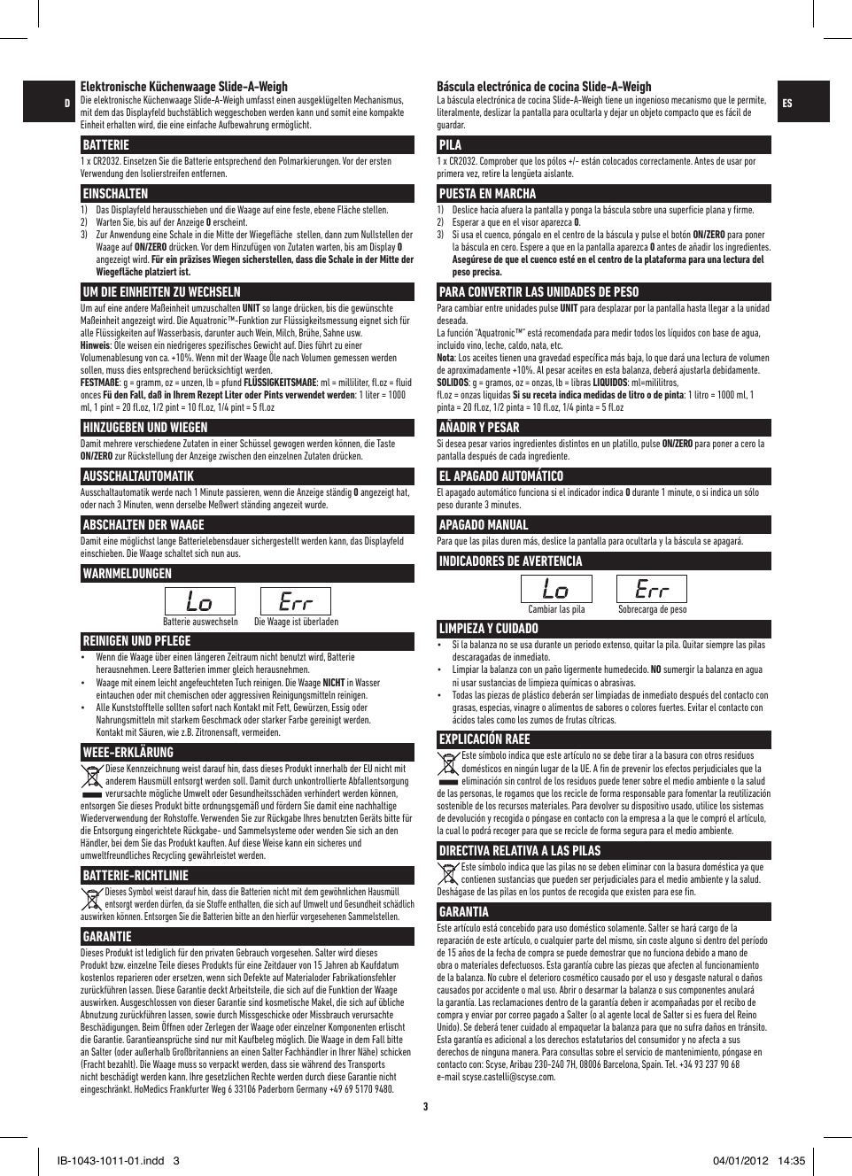 Page 3 of 12 - Salter-Housewares Salter-Housewares-Building-Set-1043-Users-Manual-  Salter-housewares-building-set-1043-users-manual