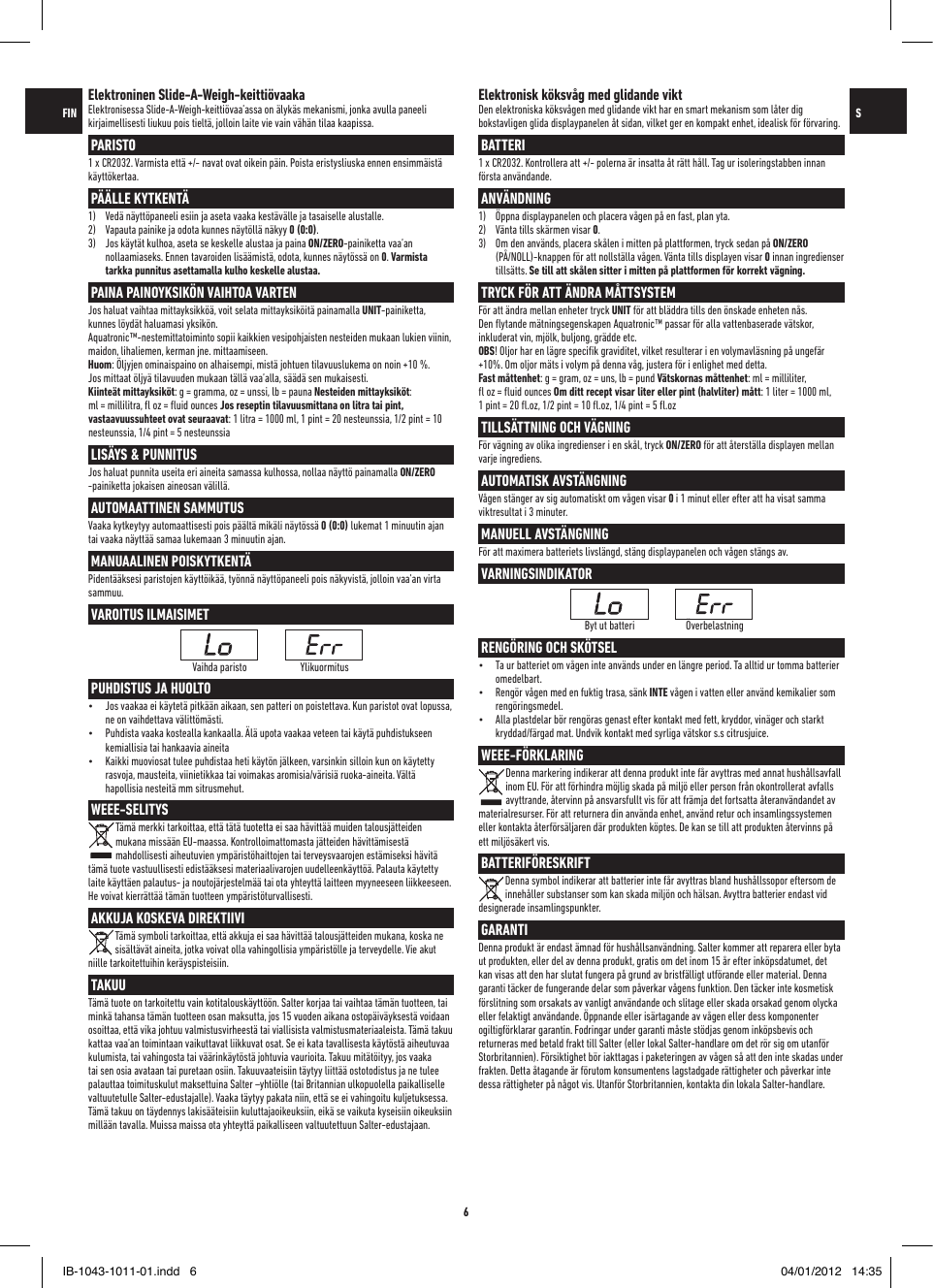 Page 6 of 12 - Salter-Housewares Salter-Housewares-Building-Set-1043-Users-Manual-  Salter-housewares-building-set-1043-users-manual