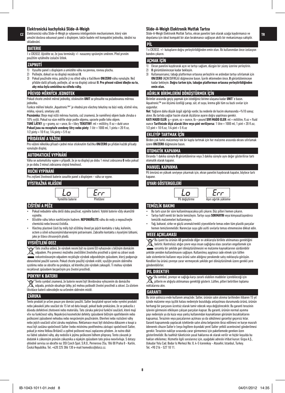 Page 8 of 12 - Salter-Housewares Salter-Housewares-Building-Set-1043-Users-Manual-  Salter-housewares-building-set-1043-users-manual