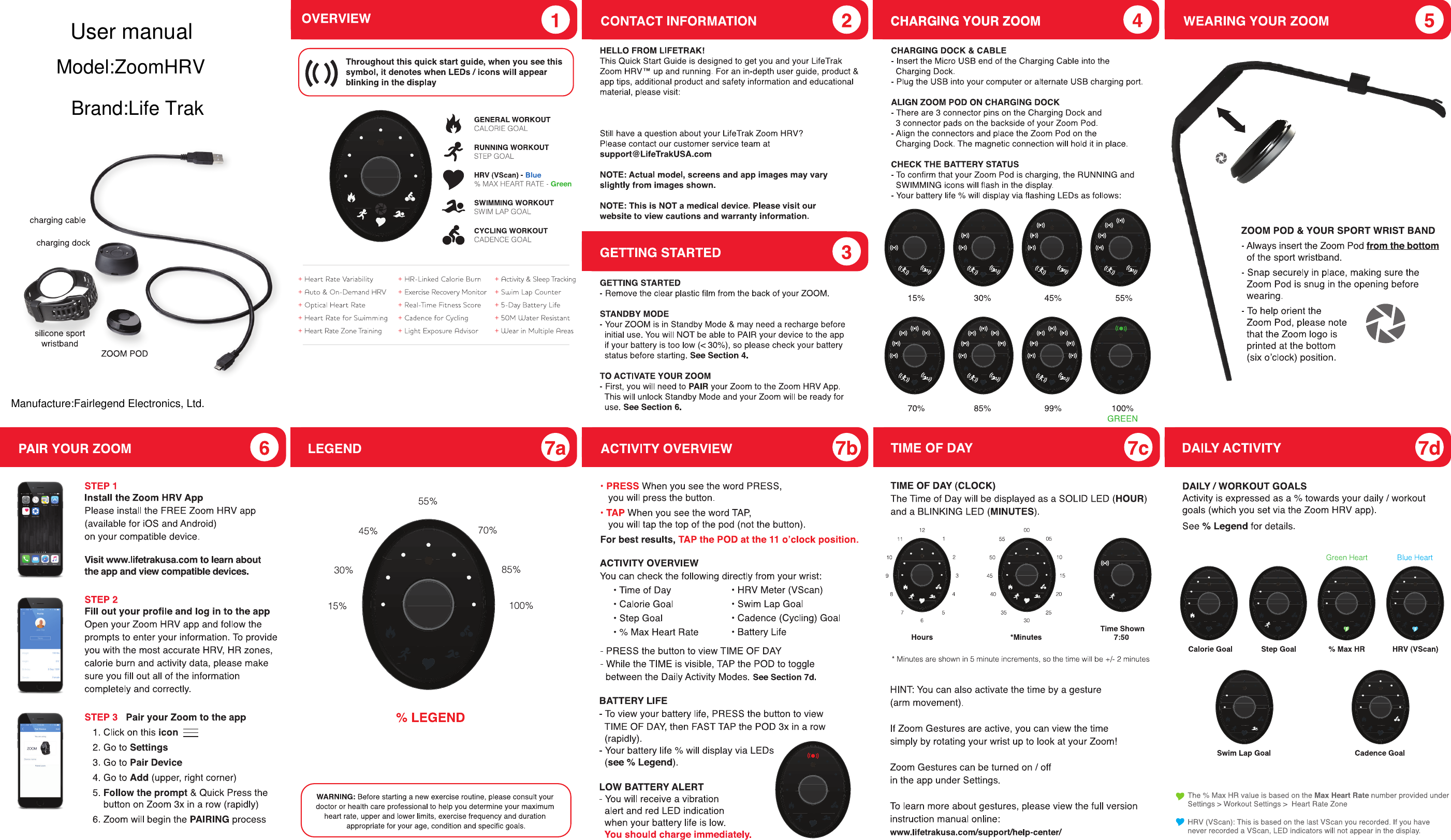 User manualModel:ZoomHRVBrand:Life TrakManufacture:Fairlegend Electronics, Ltd.