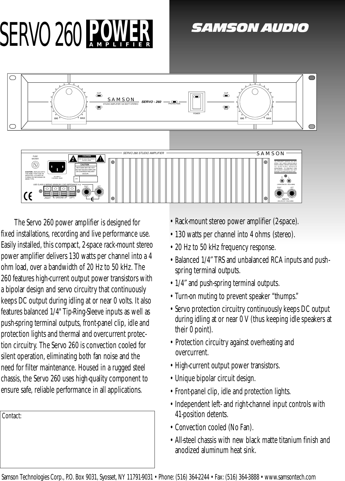Page 1 of 2 - Samson Samson-Servo-260-Users-Manual- Servo 260  Samson-servo-260-users-manual