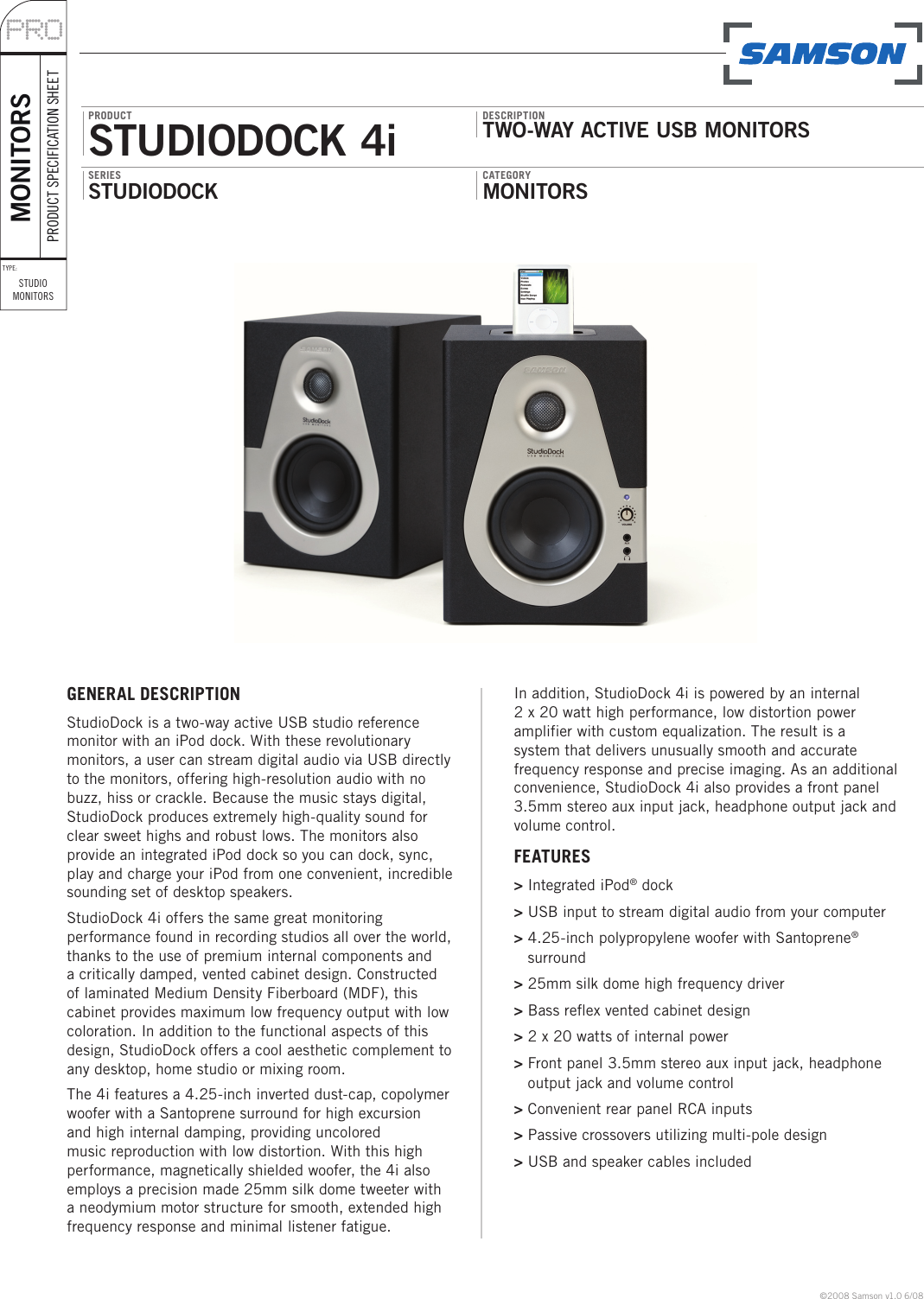 Samson Studiodock 4I Users Manual