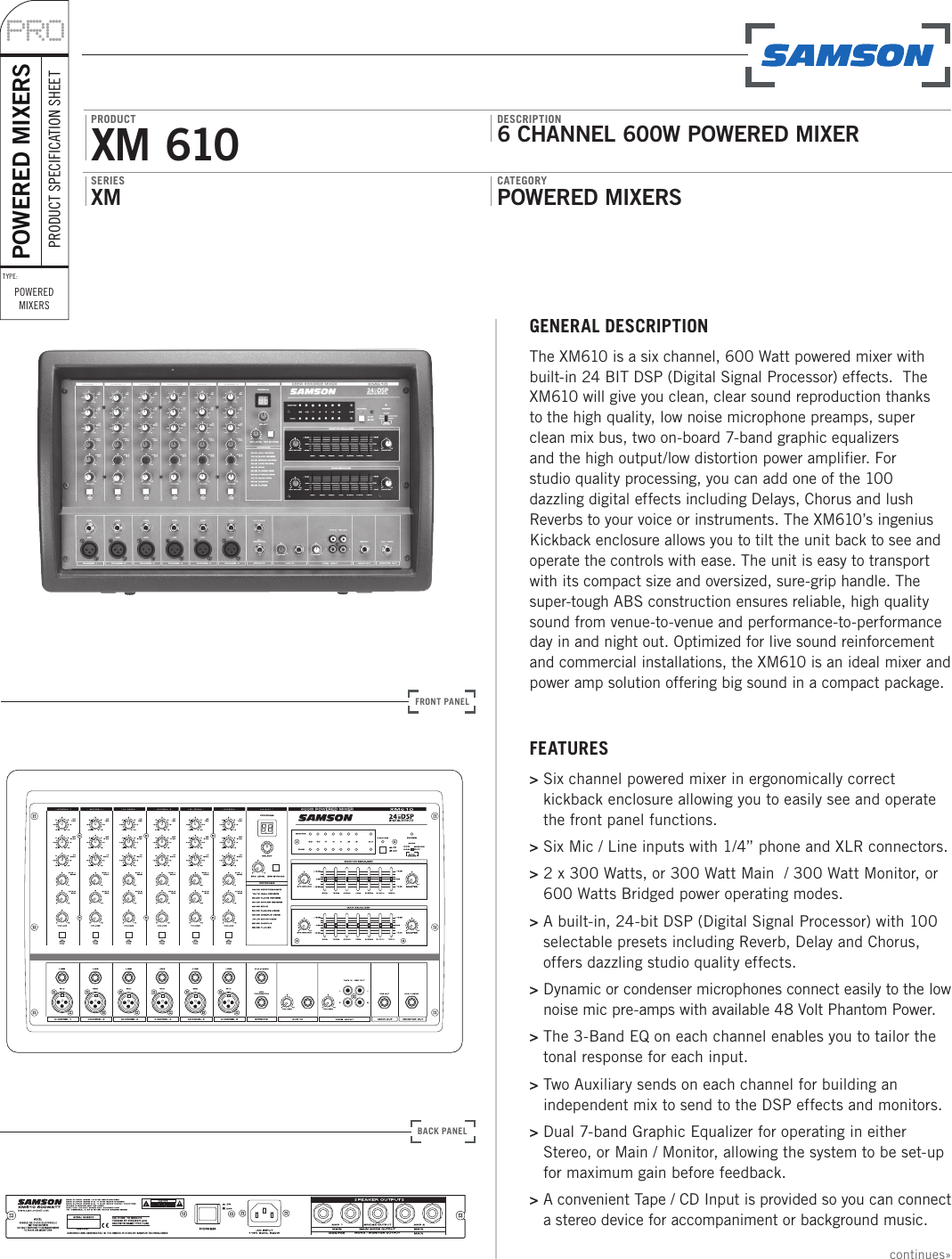 Page 1 of 2 - Samson Samson-Xm610-Users-Manual- Mixers  Samson-xm610-users-manual