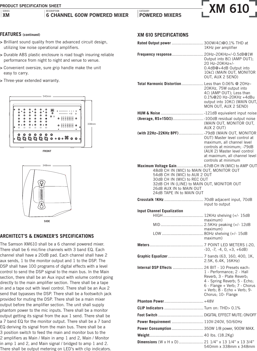 Page 2 of 2 - Samson Samson-Xm610-Users-Manual- Mixers  Samson-xm610-users-manual