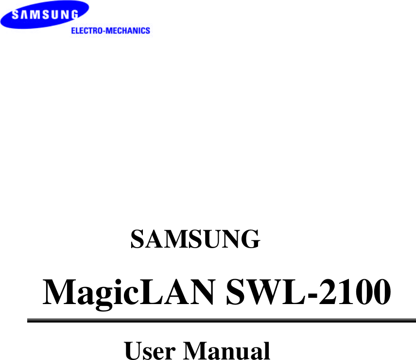                               SAMSUNG      MagicLAN SWL-2100                    User Manual  
