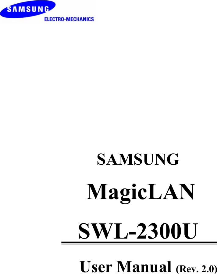            SAMSUNG  MagicLAN SWL-2300U      User Manual (Rev. 2.0) 